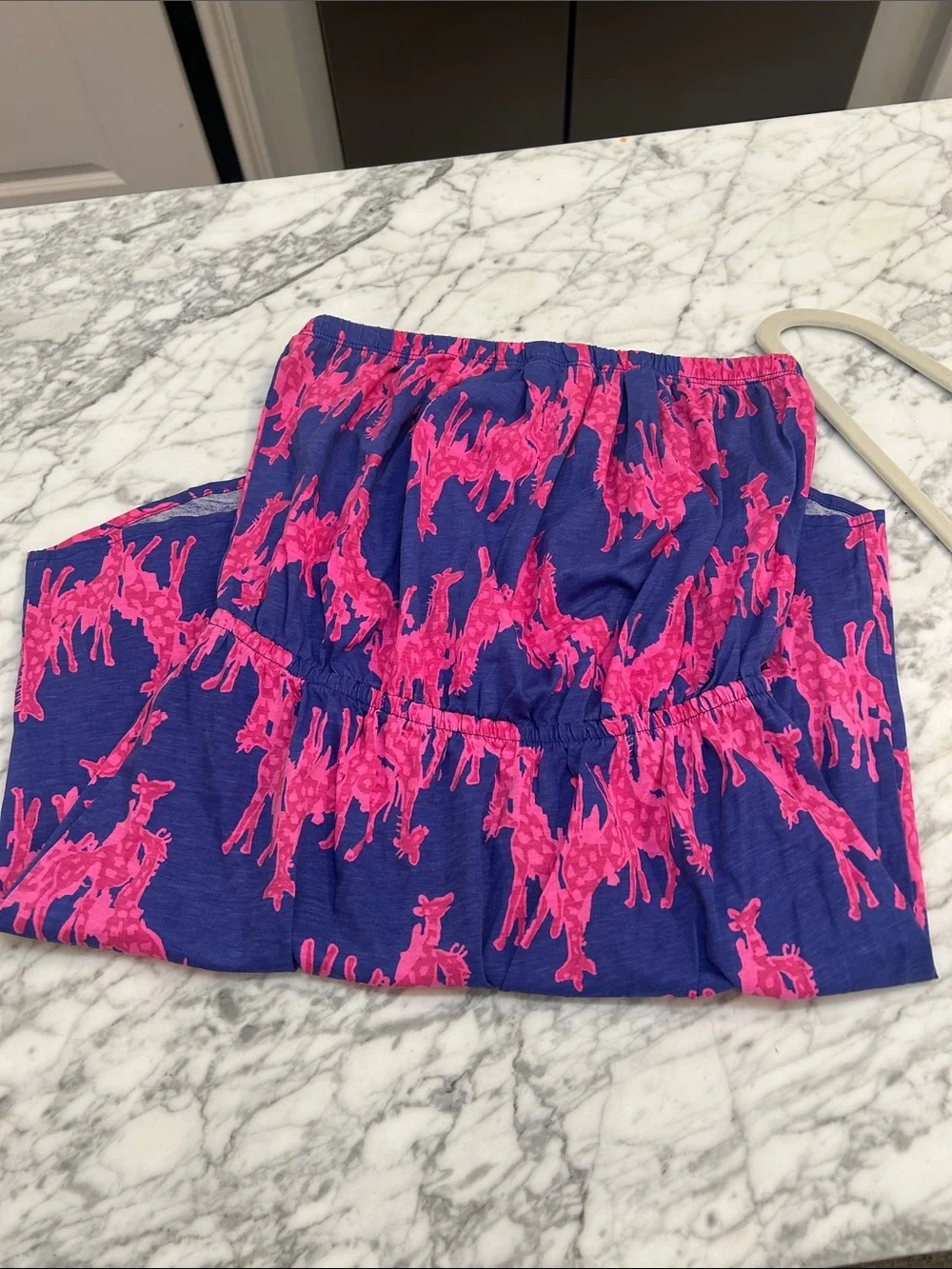 Lilly Pulitzer Blue Dress with Hot Pink Floral-Abstract Print - Picture 4 of 4